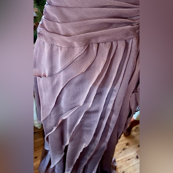 Adrianna Papell Tier Chiffon Petal Ruffle Ruched Rhinestone Evening Gown Sz 4 - Picture 6 of 12